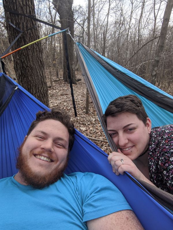 Hanging out Together in our Tandem Hammocks