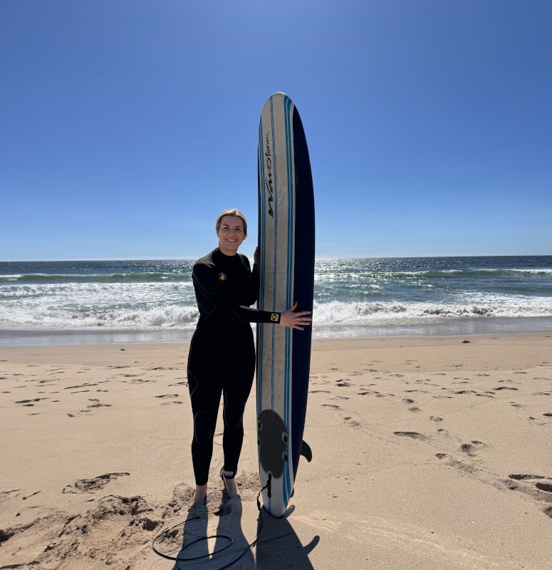 Caroline Getting Ready to Surf