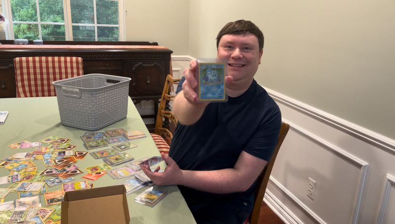 Adam With His Pokémon Cards